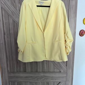 New York & Company Yellow Blazer Lightweight Open Front